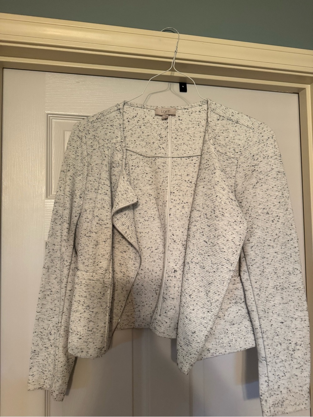 LOFT Cream Speckled Open-Front Blazer